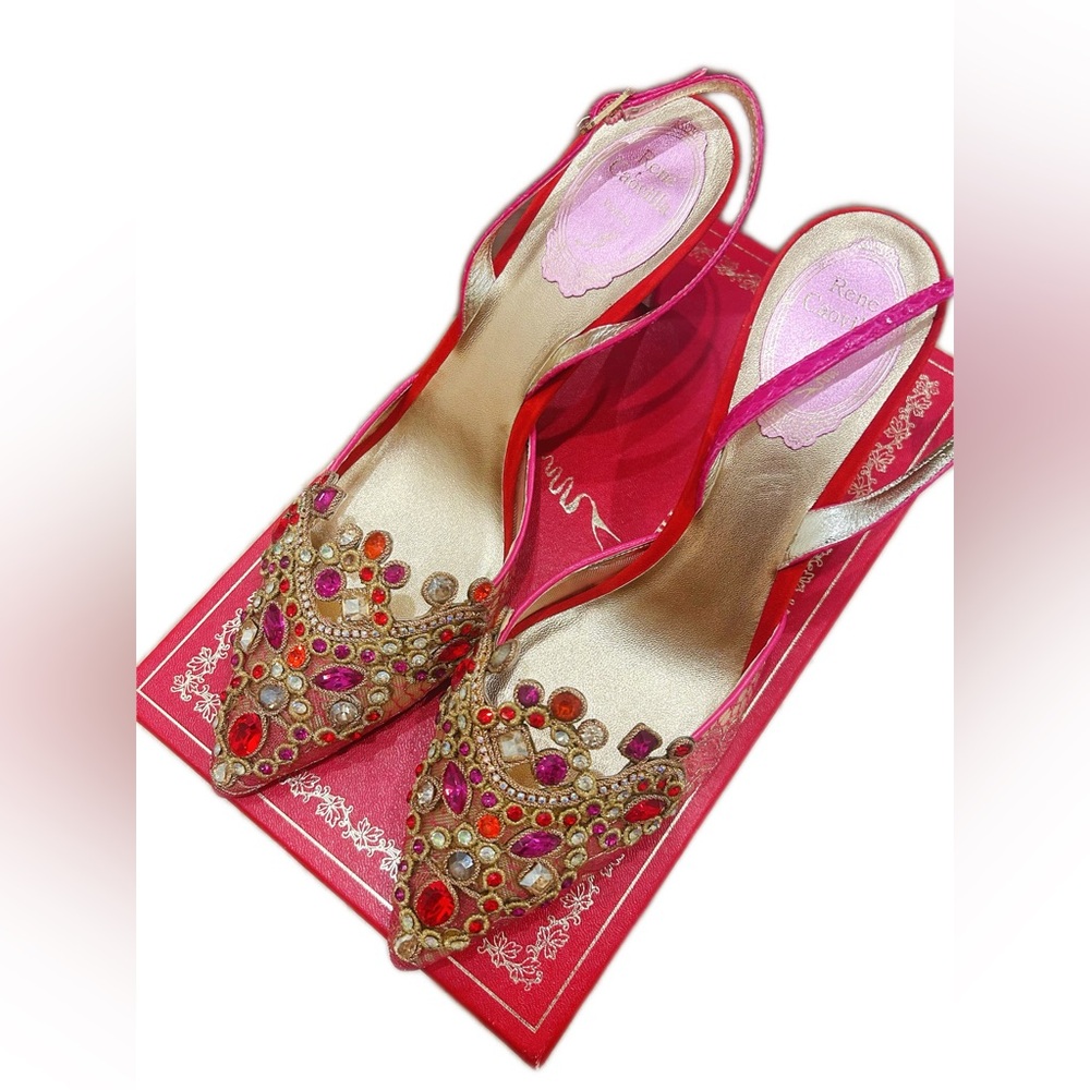 Authentic Rene Caovilla Multicolor Embellished Heels